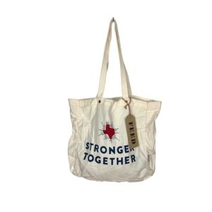 FEED Projects Tote Bag OS Cream Stronger Together Texas Canvas Graphic Aesthetic
